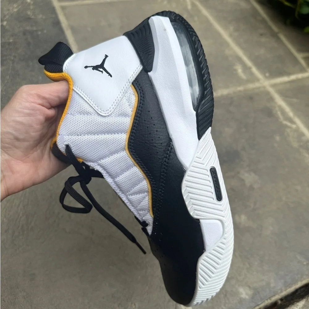 Jordan Stay Loyal Kids' Black, White, and Yellow Sneakers, Size 6.5Y
